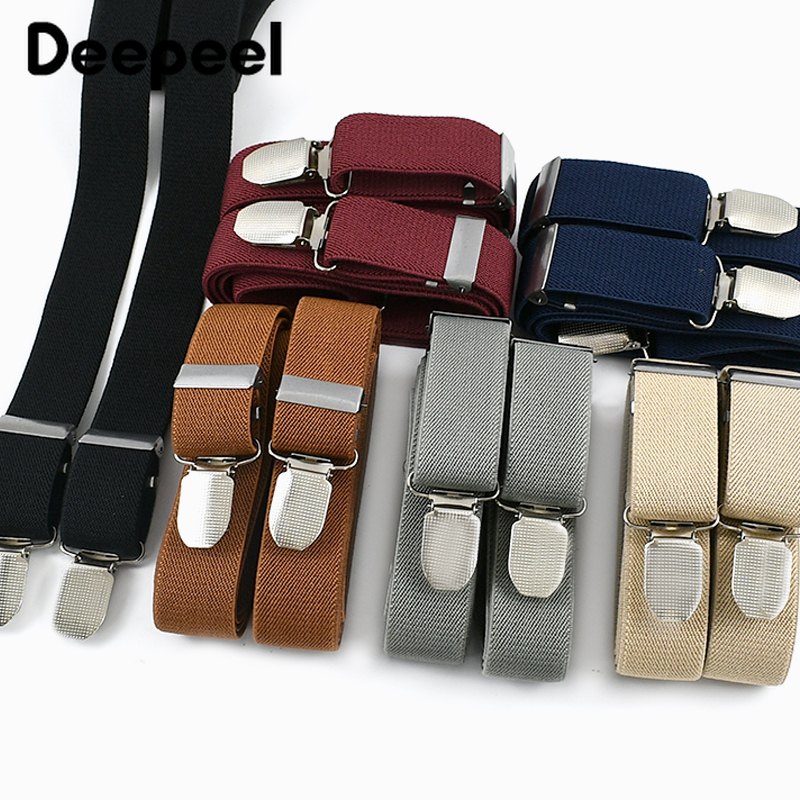 Deepeel-suspender de 4 Clips para hombre, arnés elástico ajustable tipo Y, correa ancha, suspensorio, accesorios DIY, 2,5x100cm, 1 ud.