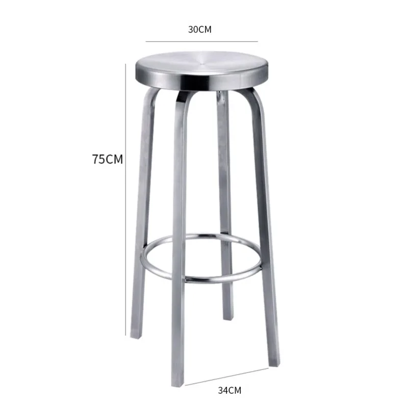 Silla de Bar minimalista moderna, asiento de pie alto de acero inoxidable, taburetes de mostrador de tienda de té con leche, soporte de carga estable, muebles de restaurante