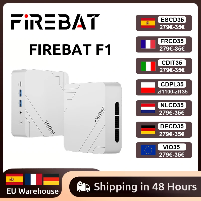 Mini PC Firebat F1 AMD Ryzen 5 7640HS 16 GB DDR5 5600 MHz 512 GB SSD Windows 11 Wi-Fi 6 BT5.2 USB4.0 Mini computer desktop da gioco