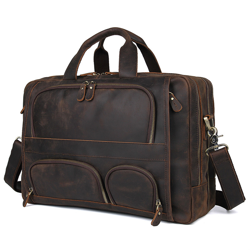 17.3 Polegada maleta para portátil de couro genuíno bolsa para portátil viagem de negócios sacolas bolsas para homens masculino grande breve caso saco retro