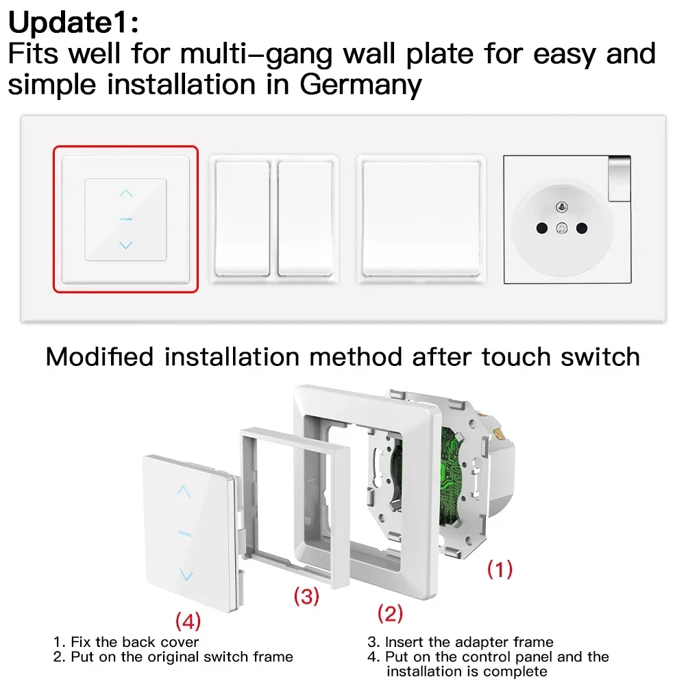 Interruptor de cortina inteligente para cortinas motorizadas e persianas, Touch Design, WiFi, funciona com o aplicativo Tuya Smart Life, Alexa, Google, Novo
