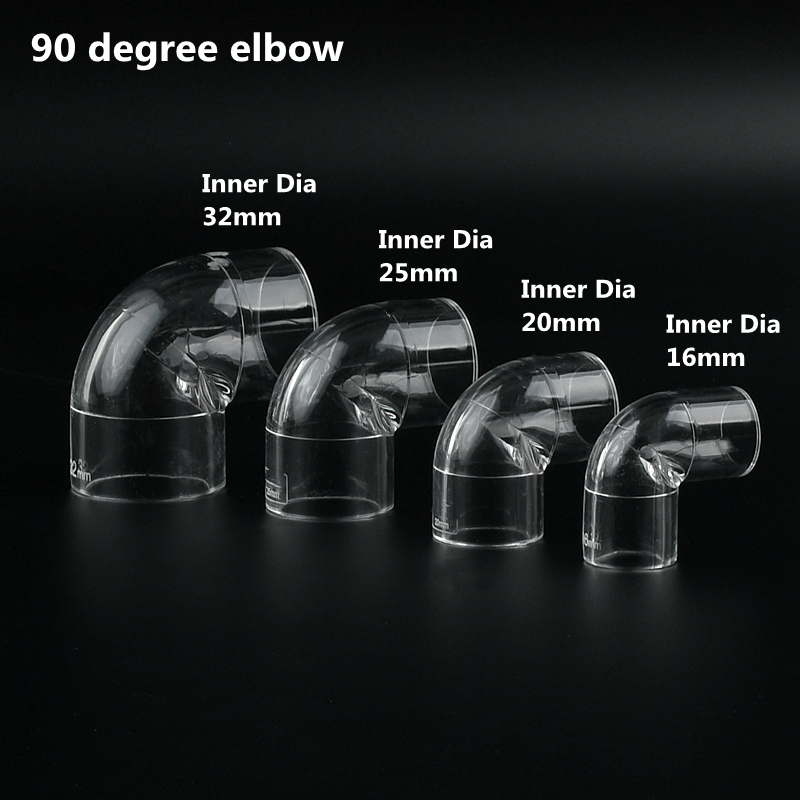 16 20 25 32 40 50 ミリメートルアクリルパイプ 90 度エルボ透明プレキシガラス魚水族館水槽アクセサリータンクティーウェイジョイント