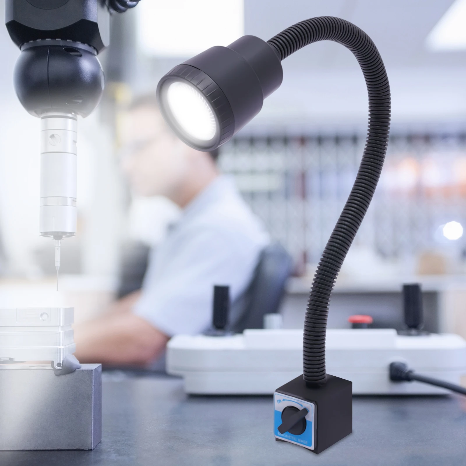 Lampa LED do obrabiarek 5W Wąż z długim ramieniem Światła robocze warsztatowe Magnetyczna / solidna podstawa Elastyczna przenośna lampa przemysłowa