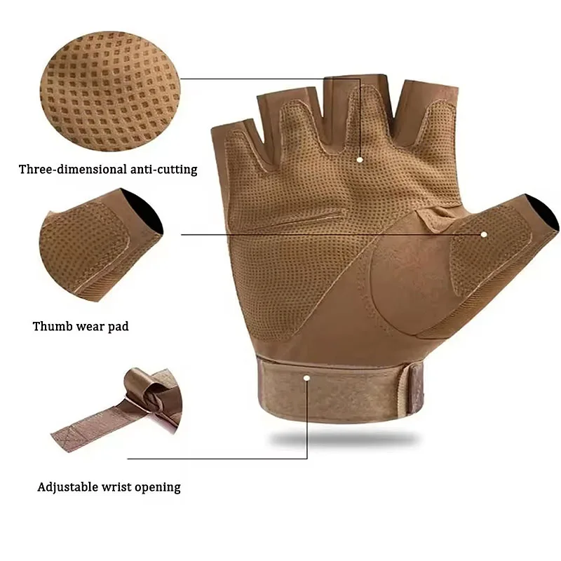 Taktische Halbfinger-Handschuhe für Herren, Armee, Militär, Kampf, Jagd, Schießen, Luftgewehr, Paintball, Polizei, Pflicht, kein Finger