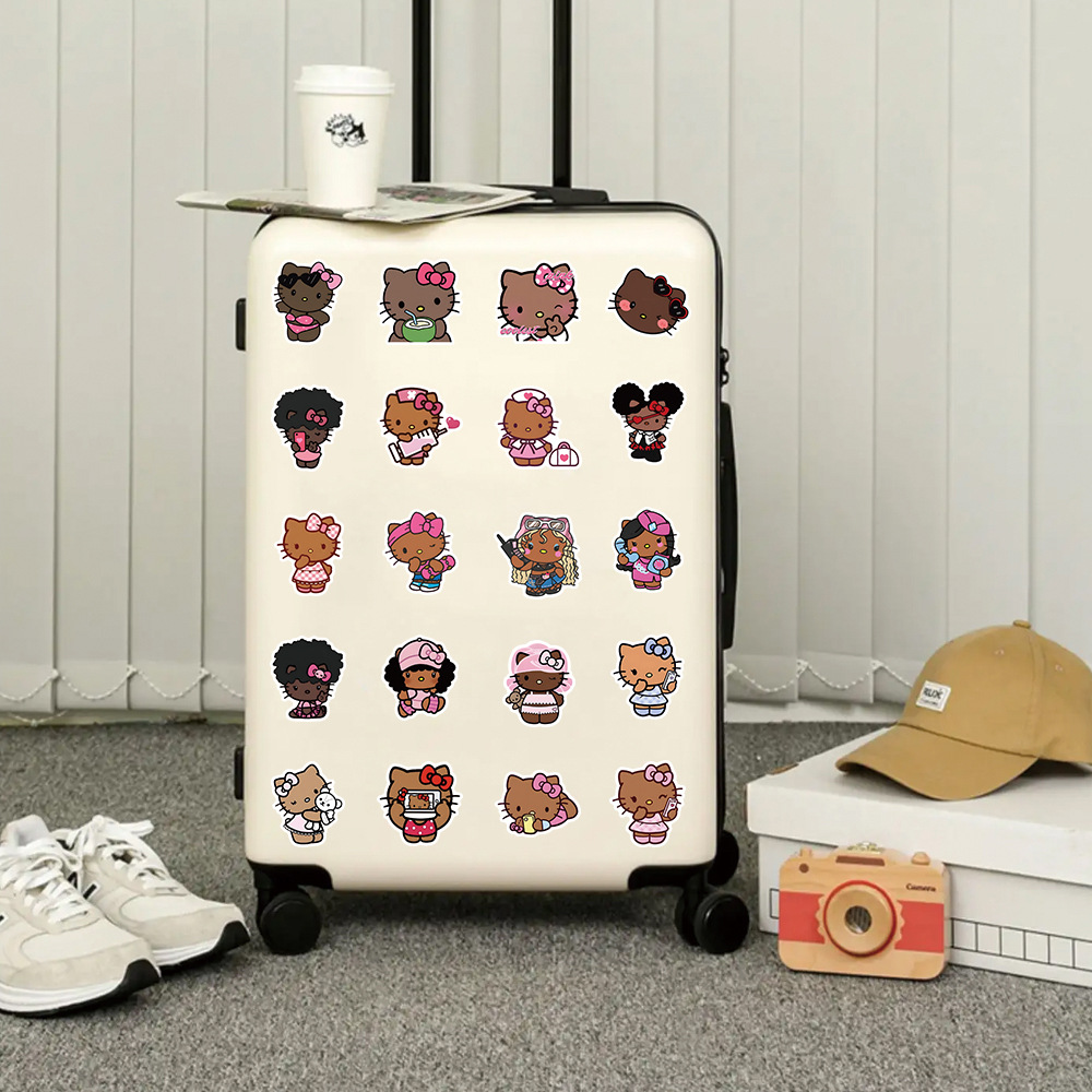 10/30/56 шт., милая черная кожа, наклейка с рисунком «Hello Kitty», украшение «сделай сам», ПВХ, водонепроницаемый скейтборд, тетрадь, граффити, игрушки