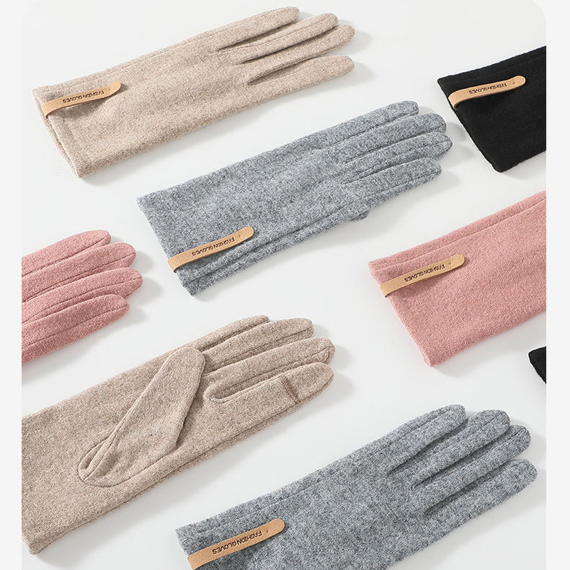 Guantes de Cachemira finos con pantalla táctil para mujer, guantes de ciclismo a la moda, elegantes, con marca de letras, a prueba de viento, Otoño e Invierno