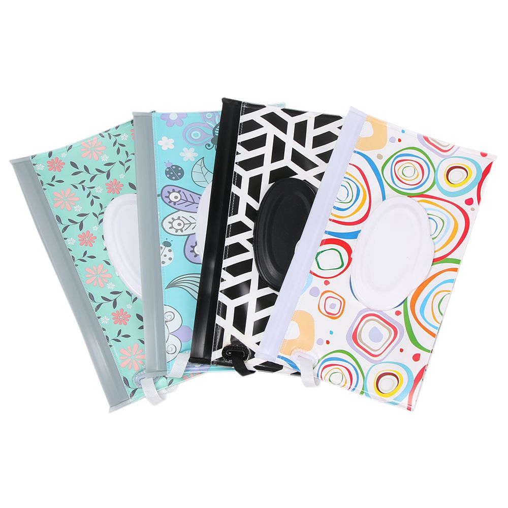 1pcs Cute Outdoor Portable Carrying Case Flip Cover Snap-Strap Cosmetic Pouch Wet Wipes Bag Tissue Box Stroller Accessories