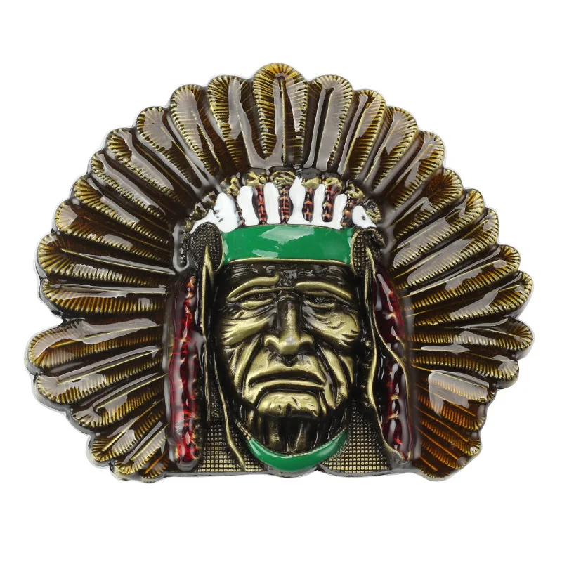 Hebilla de cinturón con cabeza de jefe Tribal indio, accesorios DIY, estilo vaquero occidental, hebilla de cinturón suave, estilo Punk Rock K3