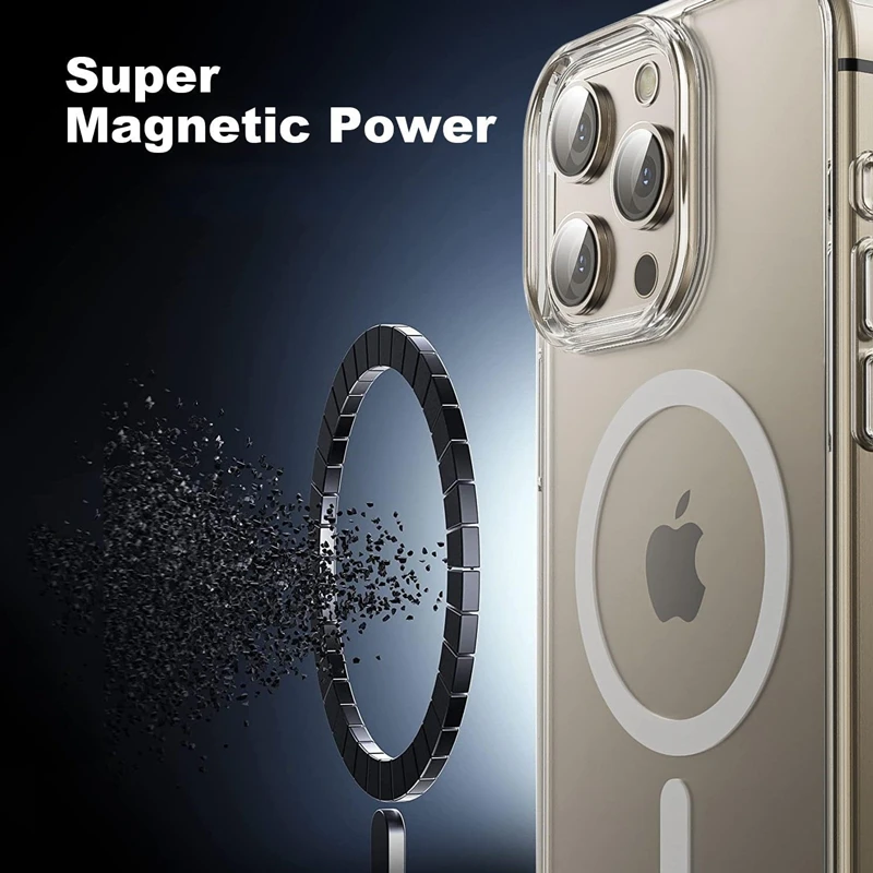 Funda transparente magnética para iPhone 16, 15, 14, 13, 11, 12 Pro Max Plus, funda transparente de carga inalámbrica Compatible con Magsafe