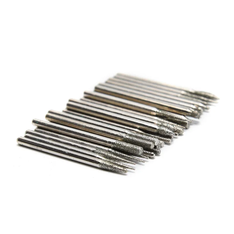 30pcs/lot Shank Diamond Burs Set With Box For Electric Grinder Power Accessories Abrasive Drill Bit Rotary Tool Sets 2.35mm