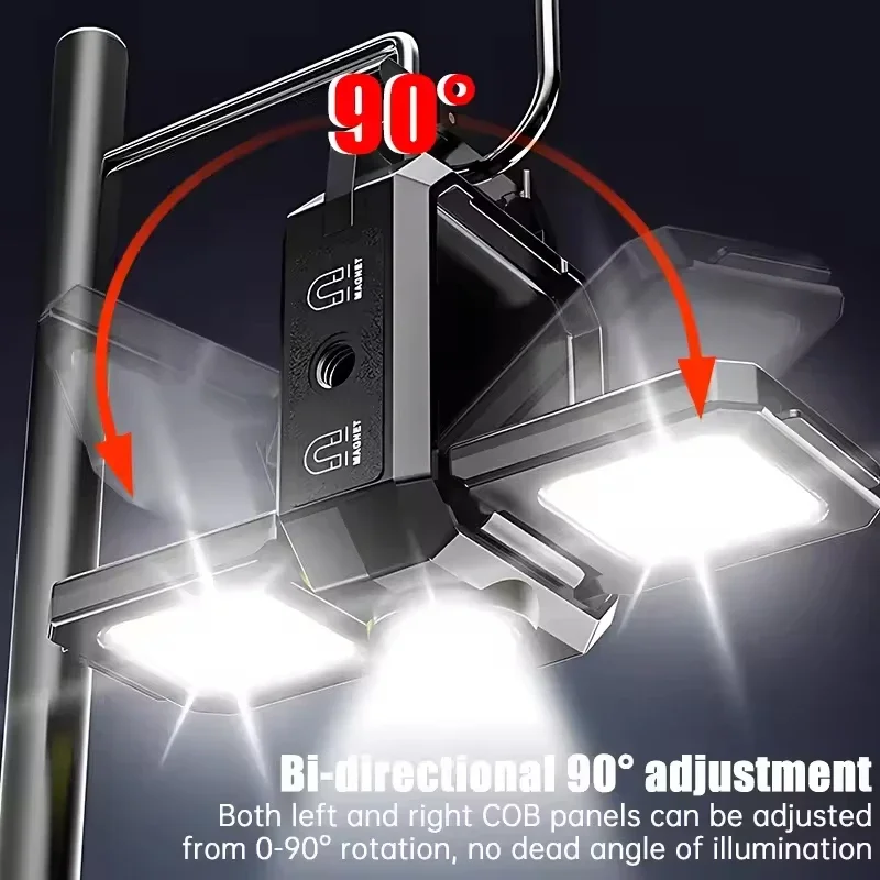 Flashlight Mini Keychain Light COB Work Light USB Rechargeable Lamp with 90° Foldable Side Lights Super Bright Portable Lanterns