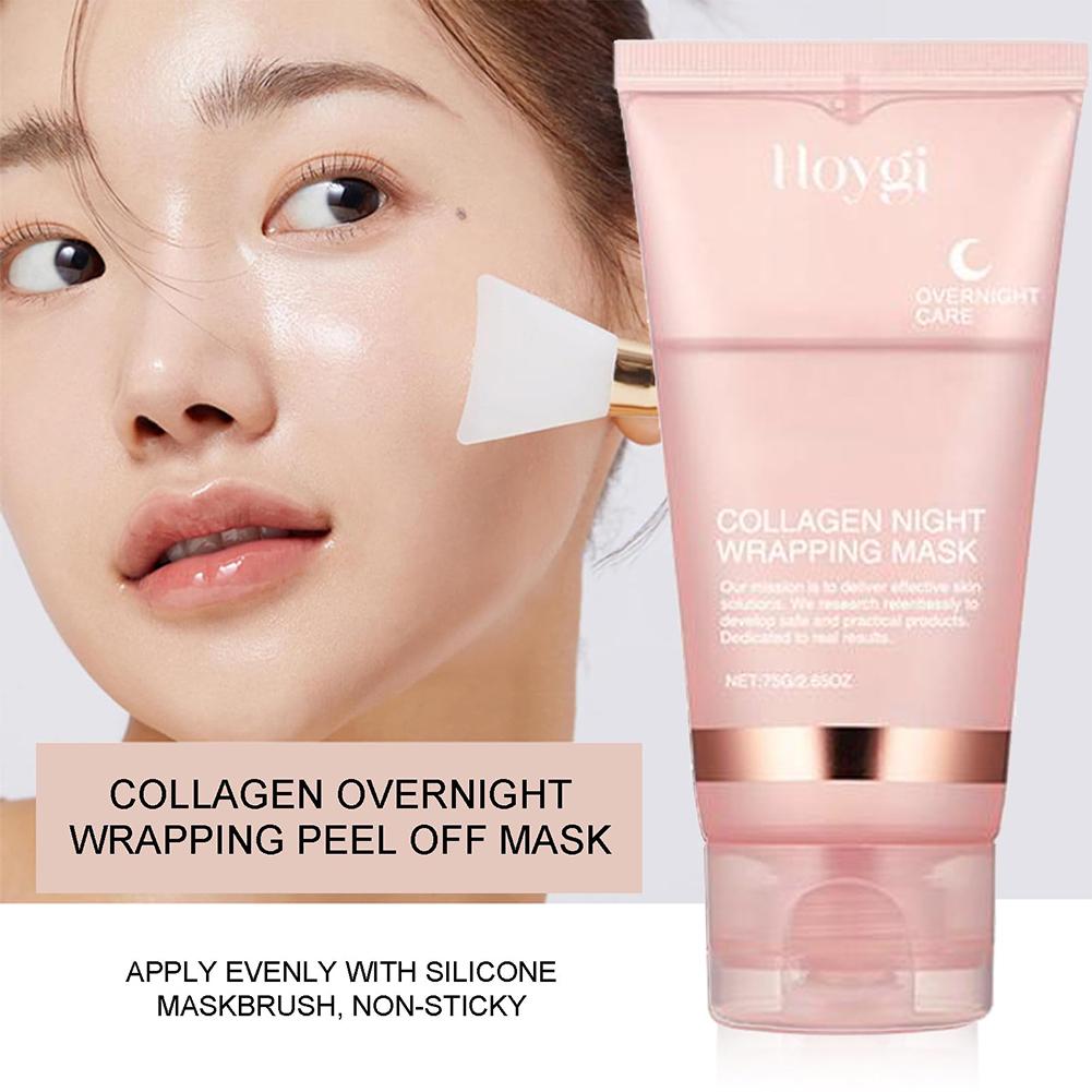 Máscara facial de colágeno para embrulho noturno, máscara de embrulho noturno de colágeno coreano hidrata profundamente creme de máscara de cuidados noturnos 75ml
