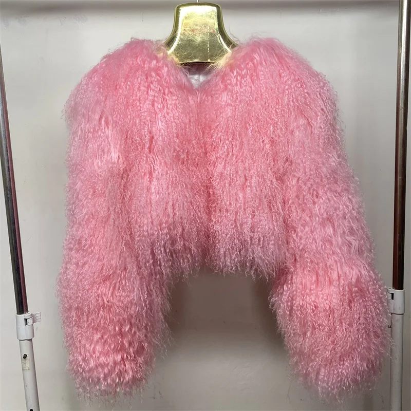 2025 neue Winter Herbst Mode Echtpelz Jacke Frauen Echte Mongolei Schafe Pelzmantel
