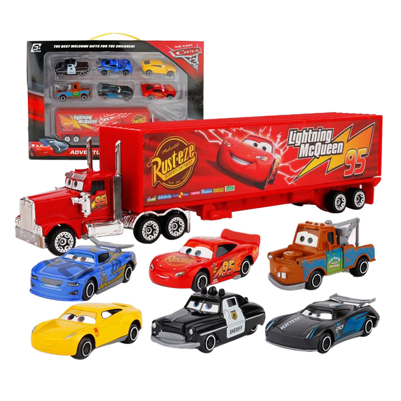 6-7szt Disney Pixar Car 3 2 1 Lightning Mcqueen Truck Mack Jackson Storm Diecast Metalowy samochód wyścigowy dinoco racer zestaw zabawek prezent dla chłopca