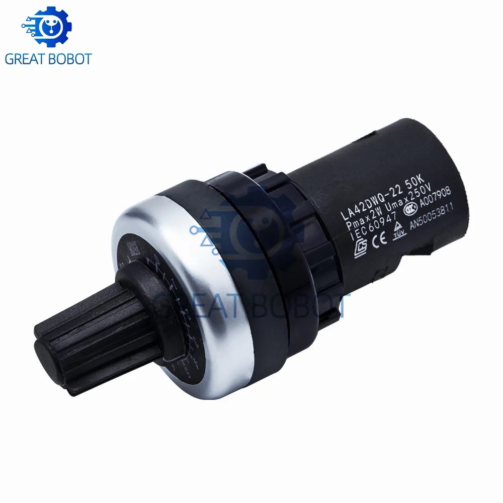 BS LA42DWQ-22 1K 2K 5K 10K 20K 50K 100k 200k 500K 22mm de diámetro potenciómetro giratorio interruptor de resistencia para arduino