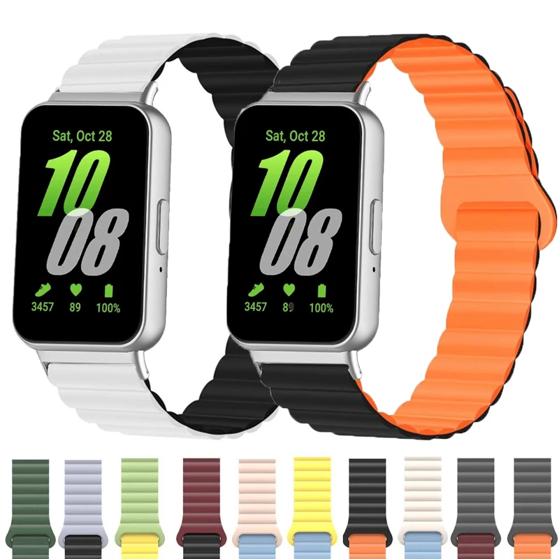 Pulseira magnética para samsung galaxy fit 3 esporte silicone pulseira de relógio para samsung galaxy fit3 acessórios correa masculino feminino pulseira