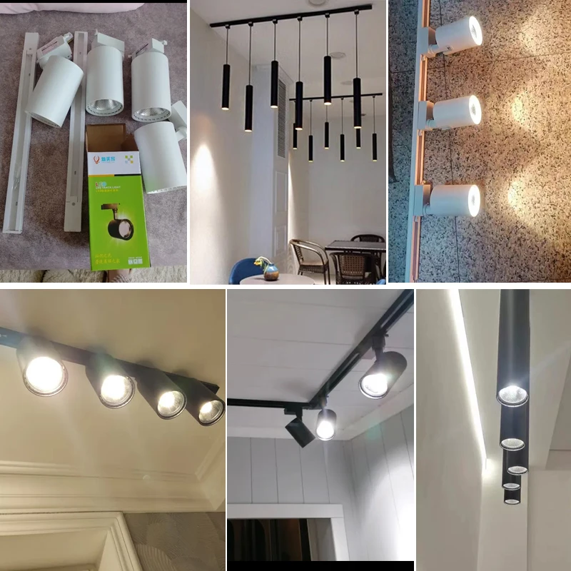 Điểm LED Theo Dõi COB Vỏ Đầy Đủ 220V Sọc Chiếu Sáng Cho Trang Trí Nhà Đường Sắt Điểm Đèn Âm Trần Chiếu phòng Store Đèn
