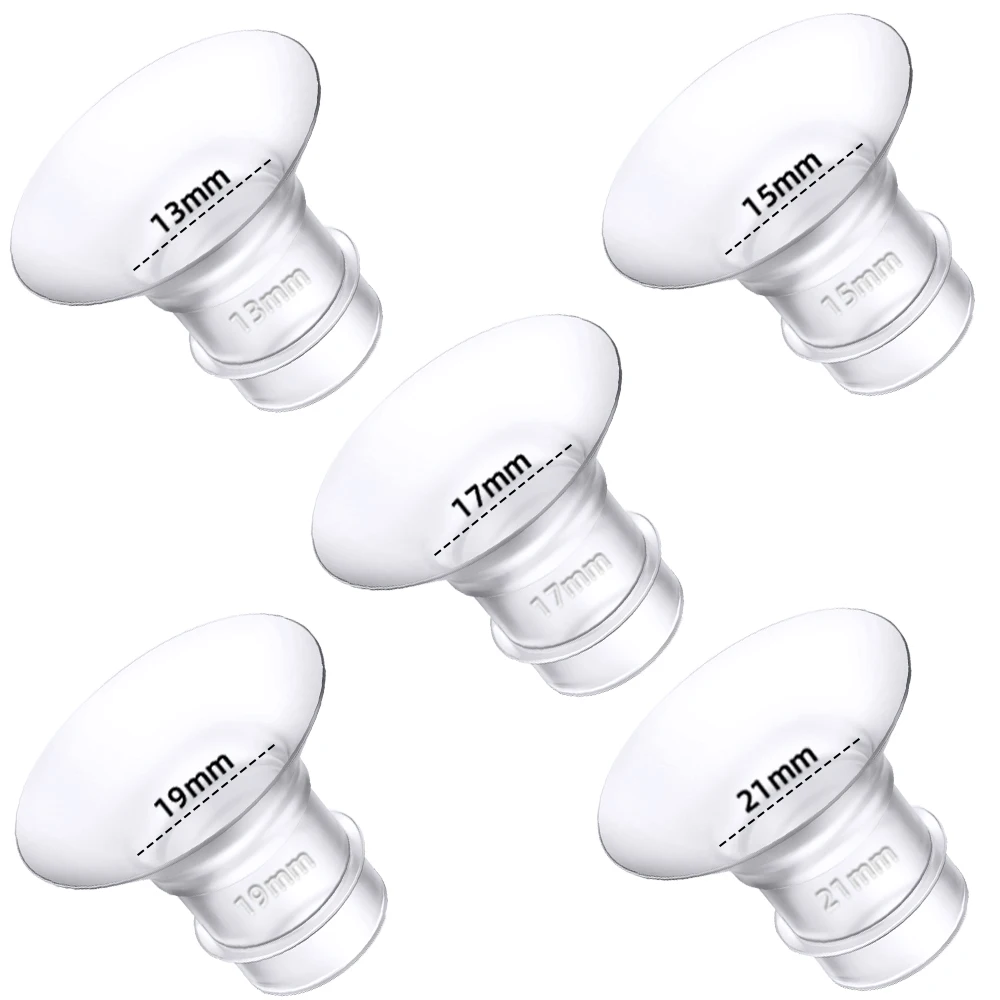Inserções de funil para bomba tira-leite, 13/15/17/19/21mm, plug-in, conversor de tamanho de calibre diferente, adaptador de buzina de mamilo pequeno