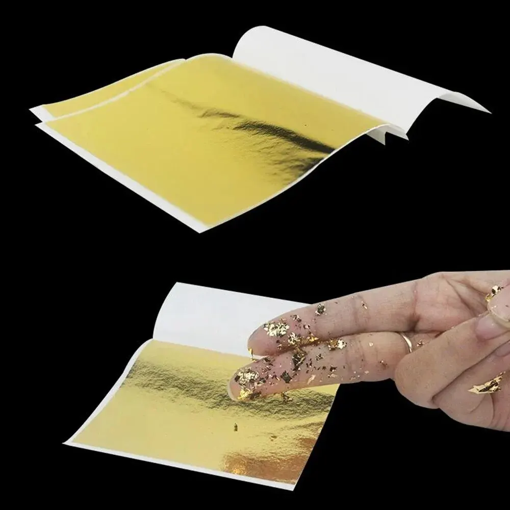 100 แผ่นเลียนแบบทองฟอยล์กระดาษ Leaf Gilding DIY อีพ็อกซี่เรซินแม่พิมพ์ซิลิโคนเครื่องประดับทําบรรจุตกแต่งเรซิ่นหัตถกรรมเครื่องมือ