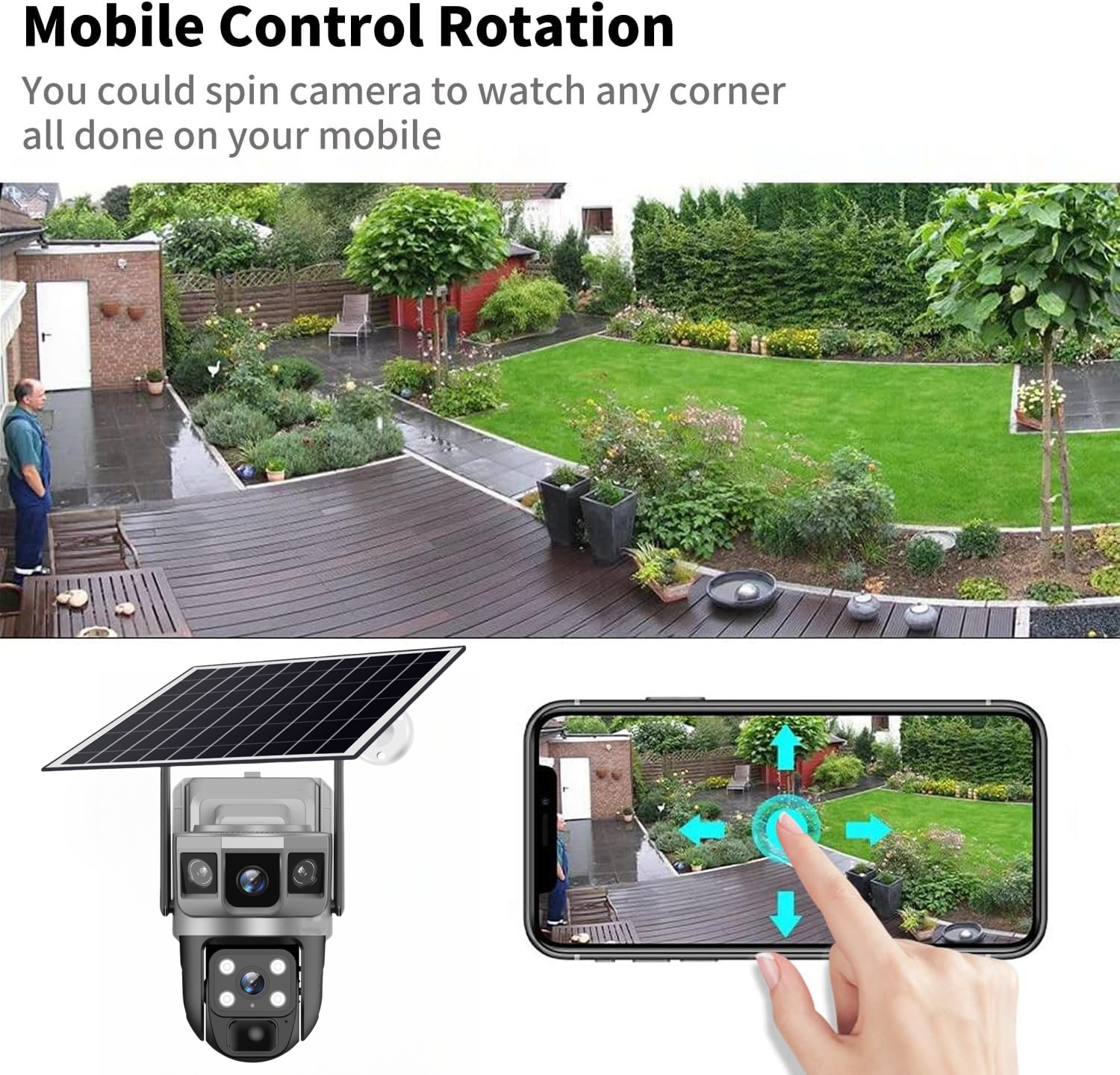 For Outdoor Camera Battery CCTV Monitor 4G SIM Card Wireless Network IP Security Pet Camera Motion Detection 3 Screen PTZ Camera
