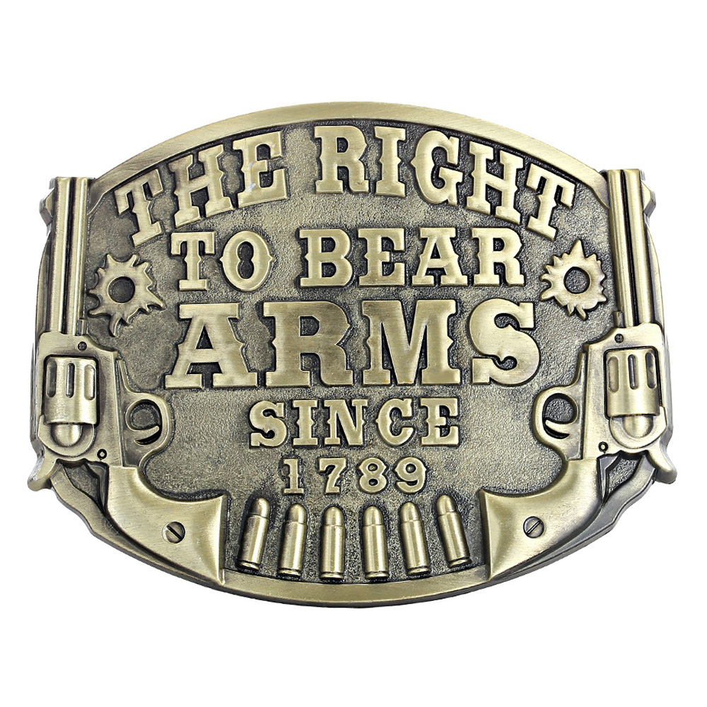 Cheapify ドロップシッピング オーバル The Right To Bear Arms アメリカン ヒーロー メタル メンズ ベルト バックル 40 ミリメートル