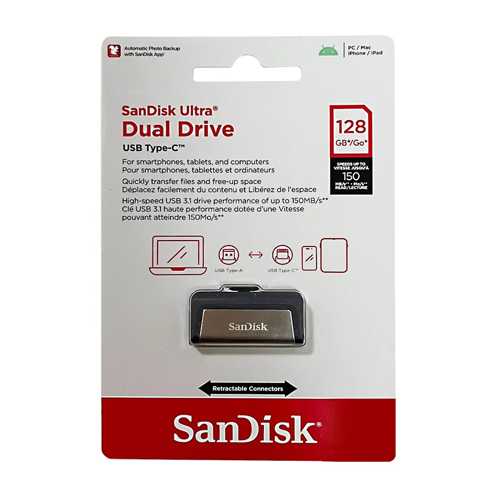SanDisk Ultra Dual Drive USB Type-C 256GB U Disk USB Flash Drive 64GB OTG 128GB USB 3.1 Pendrive Usb Stick For Phone/Tablets/PC