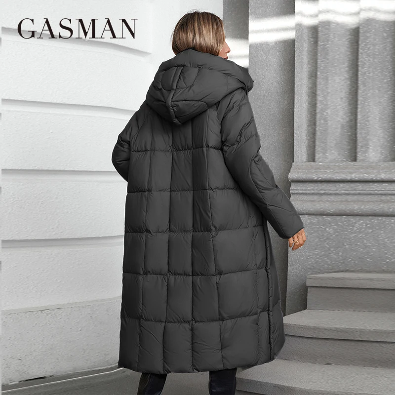 Gasman เสื้อกันหนาวขนเป็ดสำหรับผู้หญิง2024, เสื้อโค้ทคอตั้งมีกระเป๋าขนาดใหญ่มีซิปดีไซน์คลาสสิกเสื้อโค้ทผู้หญิงพาร์กา88606