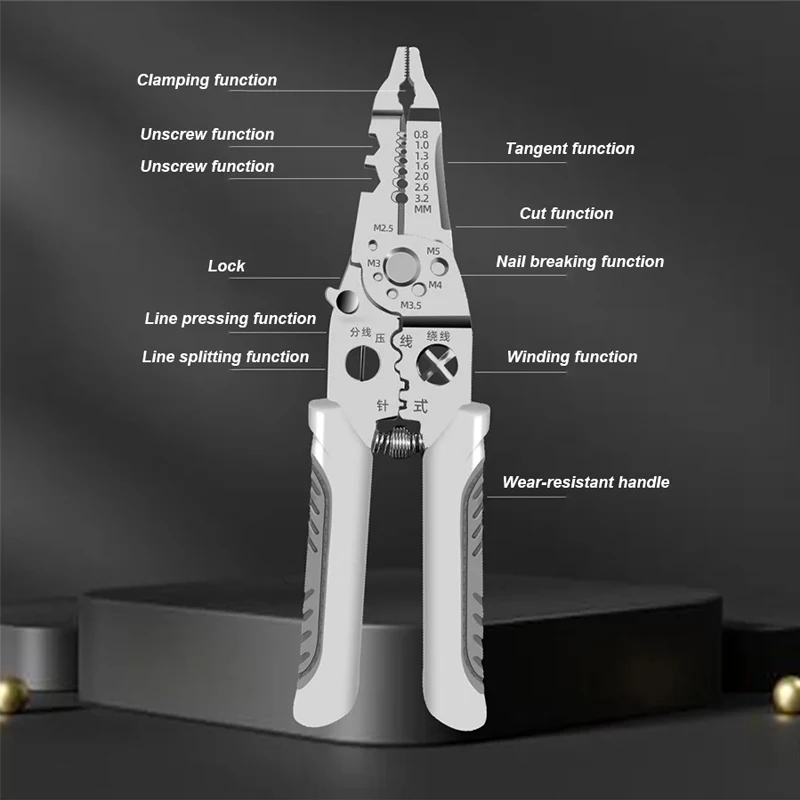 Multifunctional Wire Stripping Pliers Electrician Specific Cable Branching, Winding Crimper Pliers Electricians Maintenance Tool