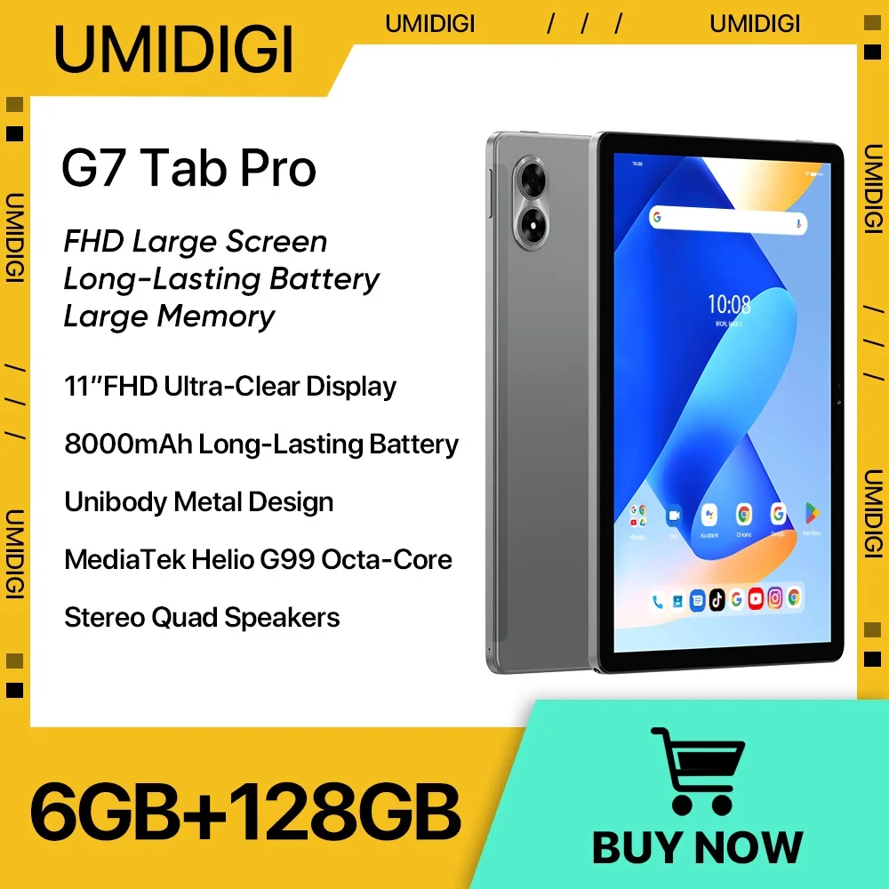 UMIDIGI G7 Tab Pro MTK Helio G99 Octa-Core Tablet 11"FHD 8GB 256GB 13MP Kamera 18W Laden 8000mAh Große Batterie Quad Lautsprecher