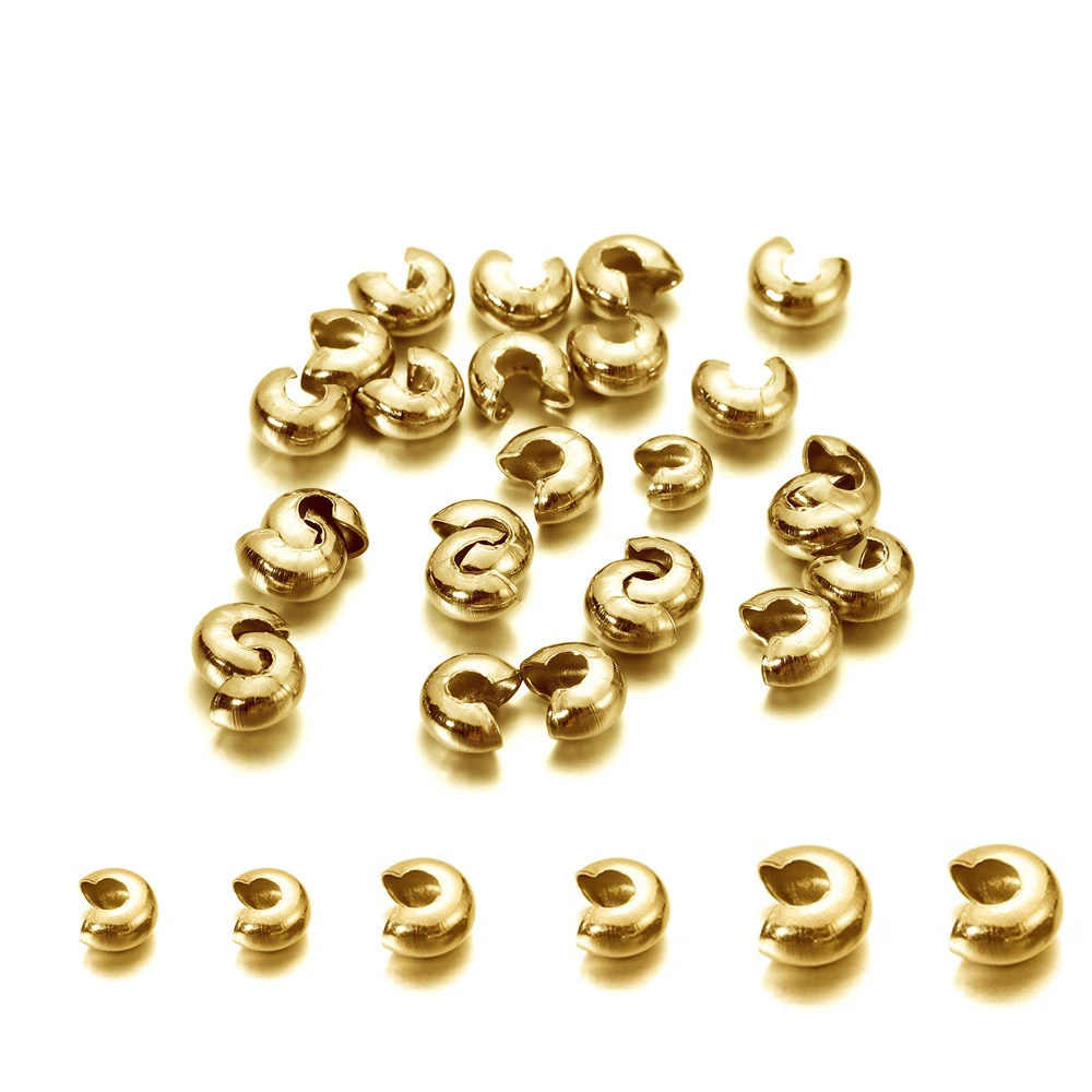50 Uds. De cubiertas redondas de acero inoxidable, cuentas de extremo de engarzado de diámetro 3, 4, 5 mm, cuentas espaciadoras de tapón para suministros de joyería DIY, accesorios