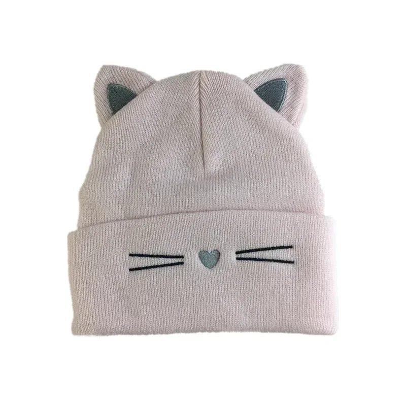 Gorro de otoño e invierno para niños pequeños, gorro de gato con animales encantadores de estilo europeo para niños pequeños y niñas, gorro elástico cálido para bebés de 1 a 5 años