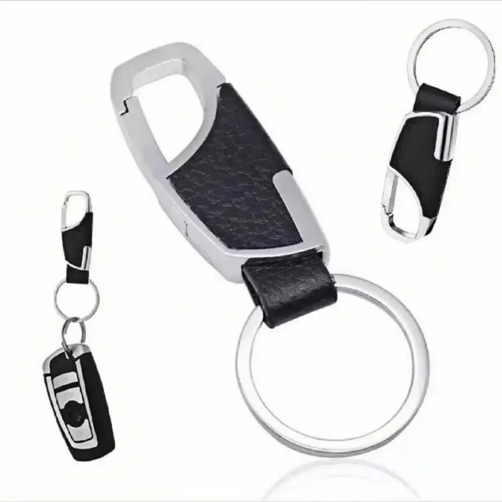 ส่วนบุคคลหนัง Splicing เอวแขวนรถพวงกุญแจโลหะ Key CHAIN พวงกุญแจรถจักรยานยนต์อุปกรณ์เสริมสําหรับ Man ของขวัญ