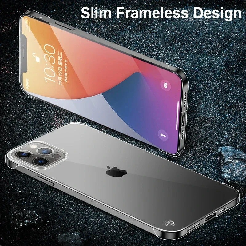 Funda de teléfono transparente sin marco delgada para iPhone 16 15 14 13 12 Mini 11 Pro XS Max XR X 8 7 Plus SE 2022 cubierta de plástico transparente