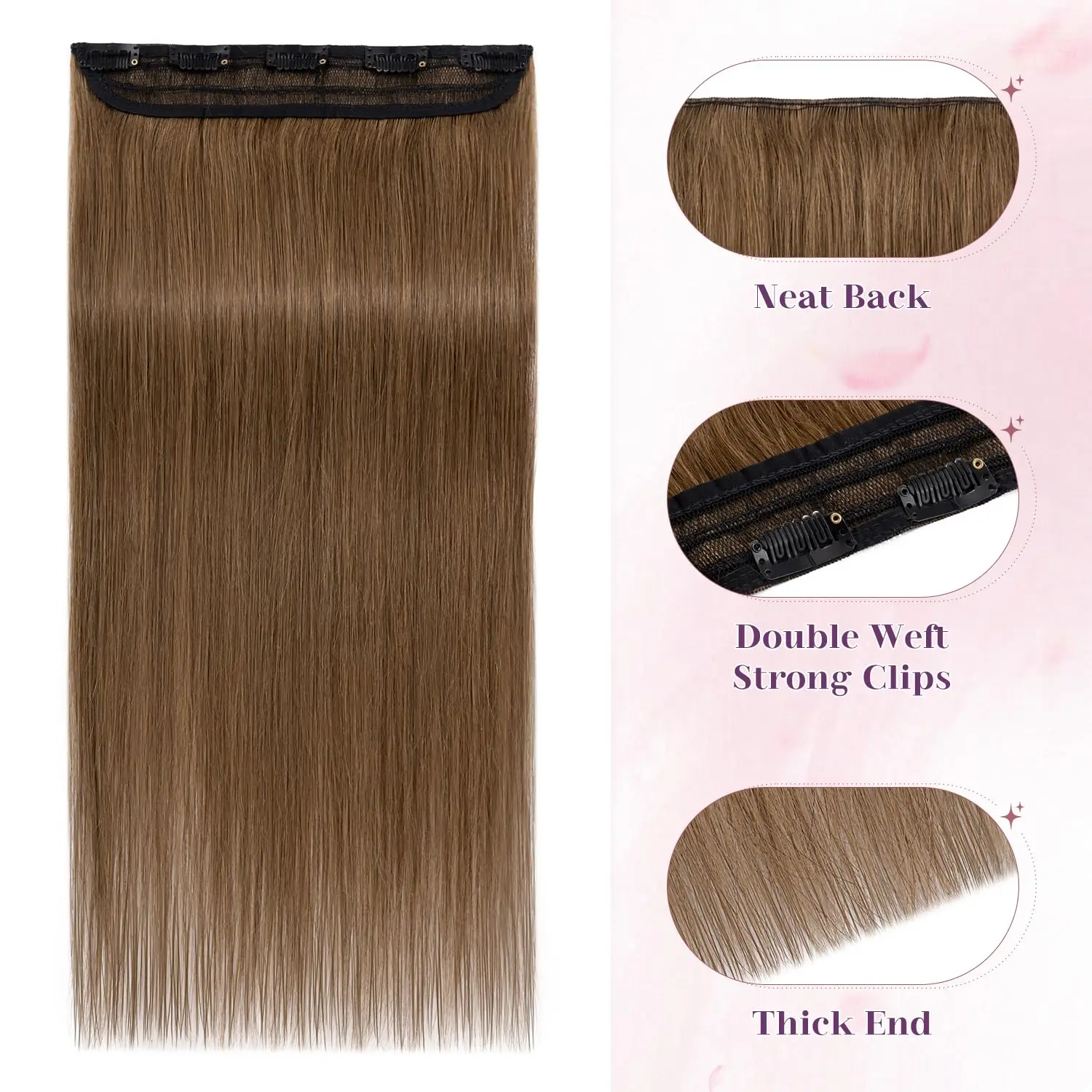 # 6 lichtbruine bot rechte clip-in hairextensions 1 stuk 5 clips volledig hoofd eendelige clip-in human hair extensions 100 g/set