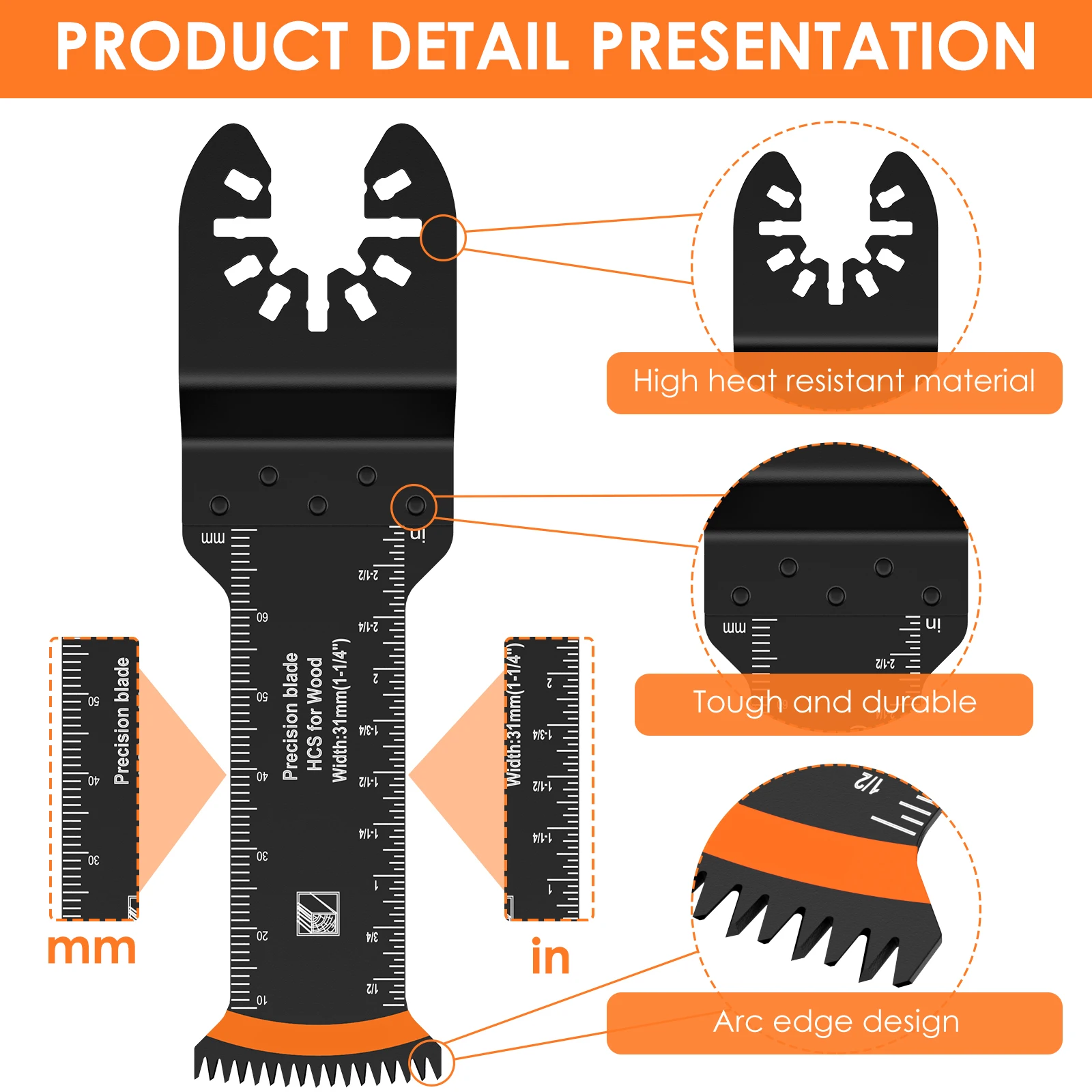 10/8 Stück japanische oszillierende Sägeblätter HCS Multitool-Klinge zum Schneiden von Holz, Metall, Kunststoff, scharfe, verschleißfeste Schneidklinge