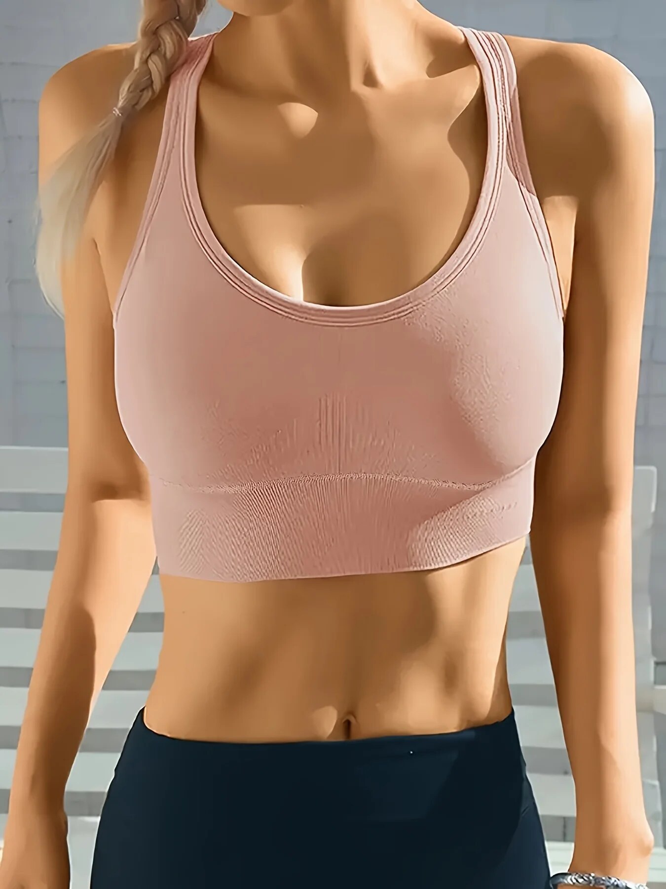 Sutiã esportivo sem costura confortável e respirável push up para ioga @ W4