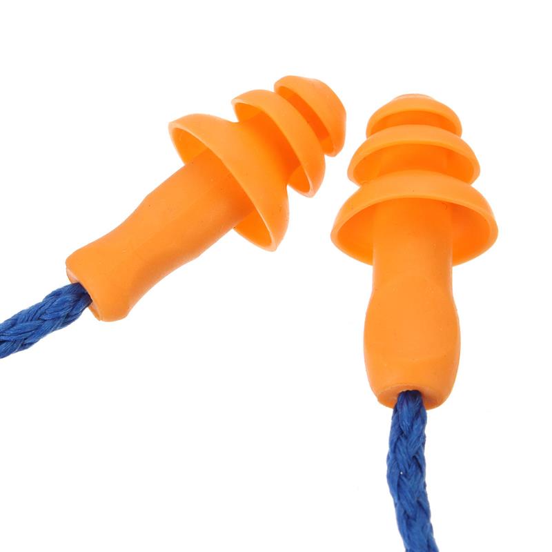 Nuevo 10 unids/lote tapones para los oídos con cable de silicona suave Protector de oídos protección auditiva reutilizable tapones para los oídos con reducción de ruido orejeras para dormir