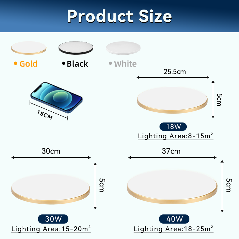 Водонепроницаемый светильник для ванной комнаты, потолочный светодиодный потолочный светильник 18 Вт, 30 Вт, 40 Вт, круглый светодиодный потолочный светильник для кухни, гостиной, туалета, 220 В