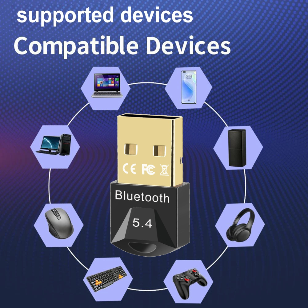 Receptor Dongle Bluetooth para PC, Adaptador USB, Alto Falante, Mouse, Teclado, Música, Transmissor de Áudio, 5.4, 5.3