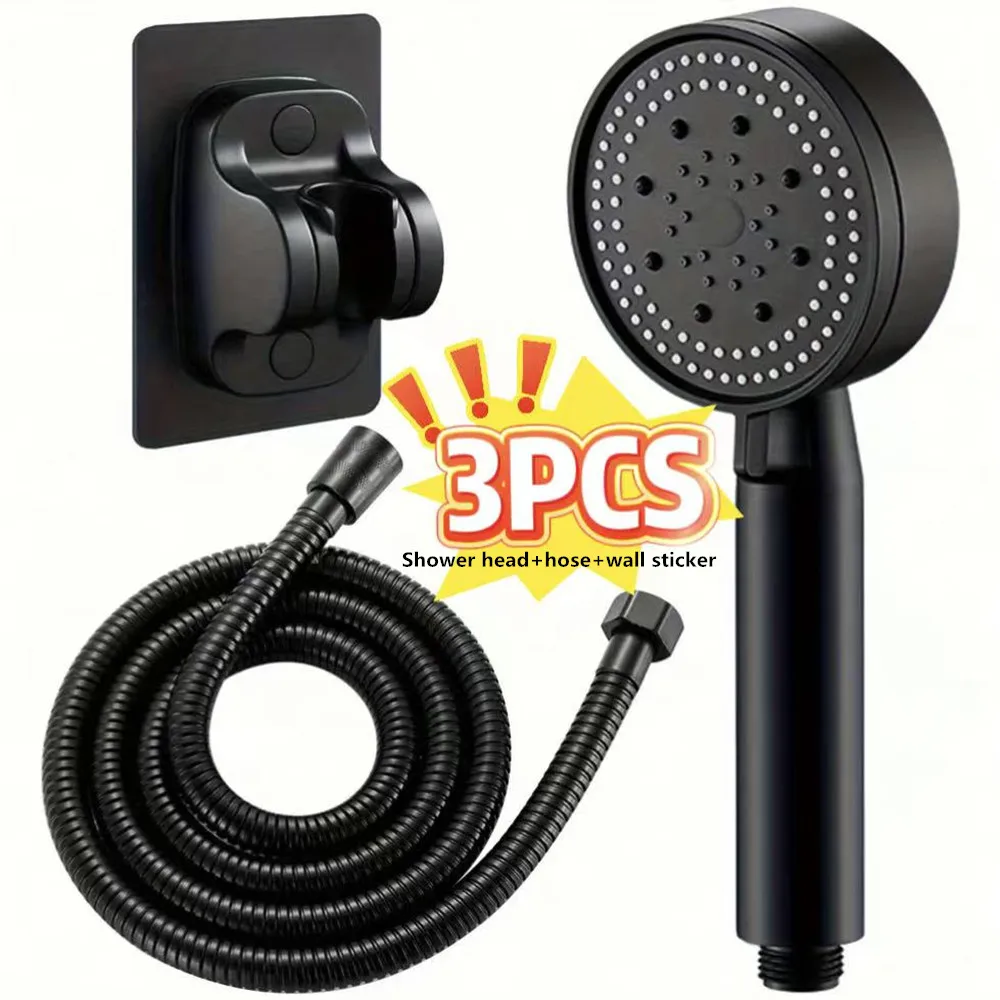 Cabeça de chuveiro portátil pressurizada luxuosa de 3 peças - 5 modos de saída de água ajustável, controle termostático, acabamento polido, suspensão
