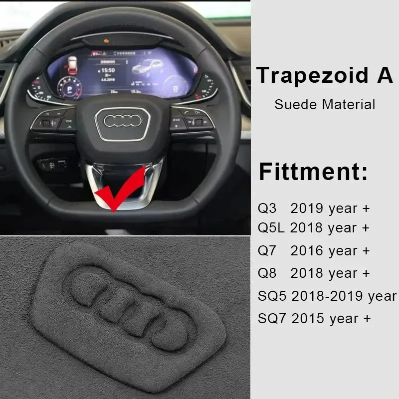 Car Suede Steering Wheel Panel Sticker Emblem Decoration Accessories For Audi A4 B8 8K A6 C6 4F Q5 8R Q7 4L A3 8V C7 Q5 A8 Q7 B6
