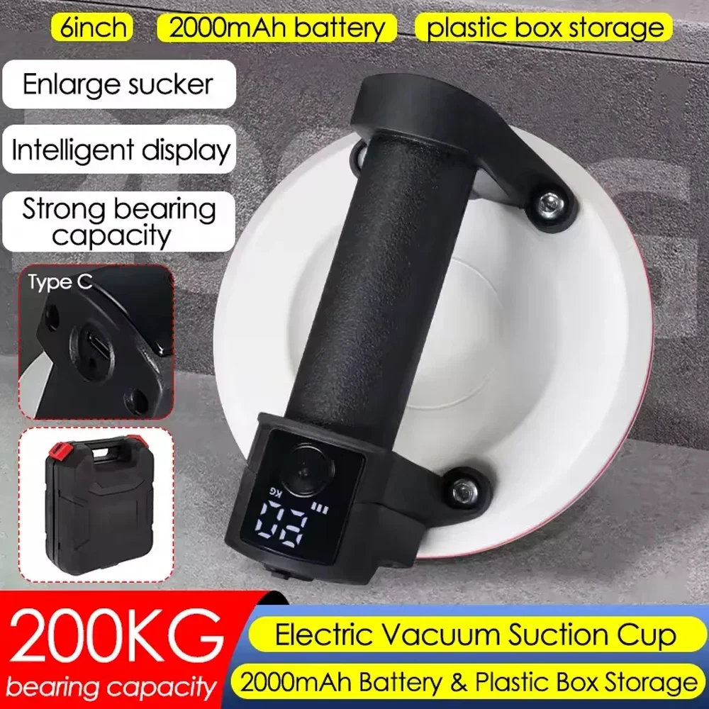 Eco-Friendly 200KG Capacity Glass Tile Lifter with 2000mAh Battery, Electric Vacuum Suction Cup, and Box Storage