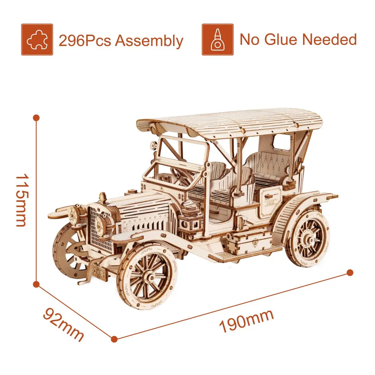 Robotime Rokr Oldtimer 3D Holzpuzzle Montessori Spielzeug Oldtimer Maßstab 1:15 Modellbausätze für Kinder