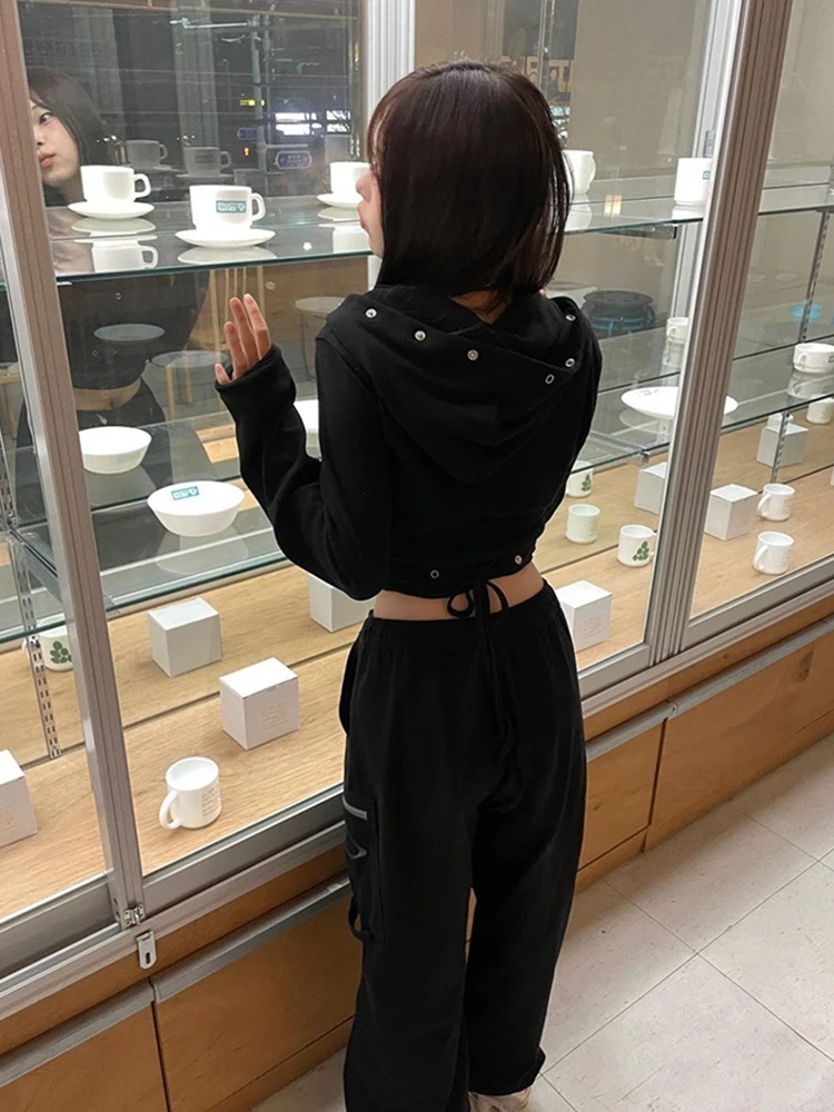 レトロフード付きベースシャツ女性の長袖アメリカンスタイルスリムフィット Tシャツ春の新スタイル砂漠風コットントップ