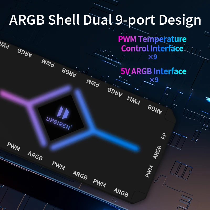UPSIREN U-H8 5V 3PIN ARGB y 4PIN PWM HUB cubierta de computadora ventilador luz fondo síncrono diseño magnético con Control remoto