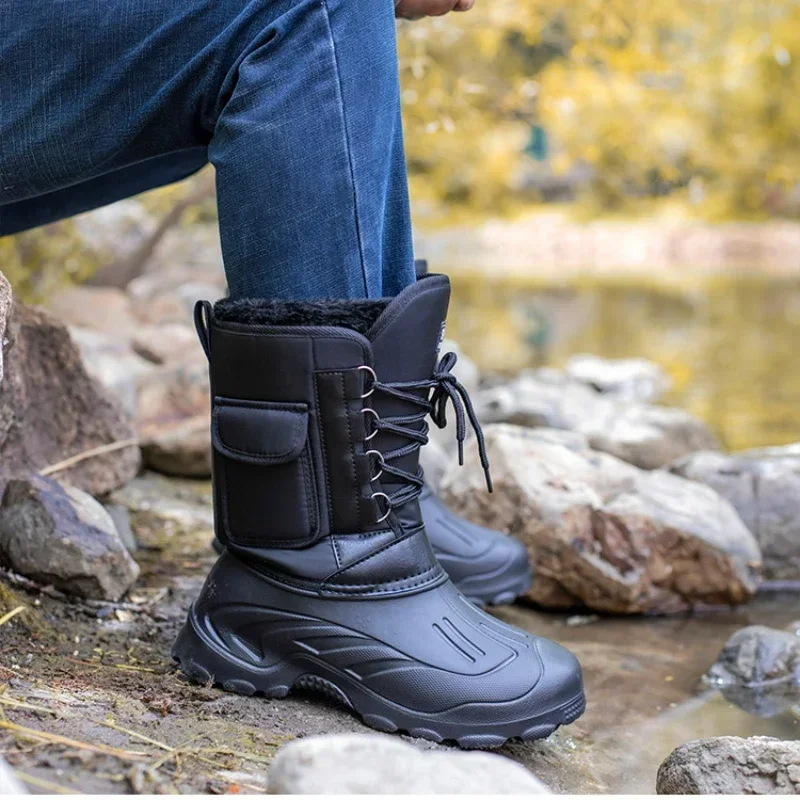 Botas de inverno para homens 2025 novas botas masculinas sapatos impermeáveis para homens atividades ao ar livre sapatos de pesca neve trabalho designer한