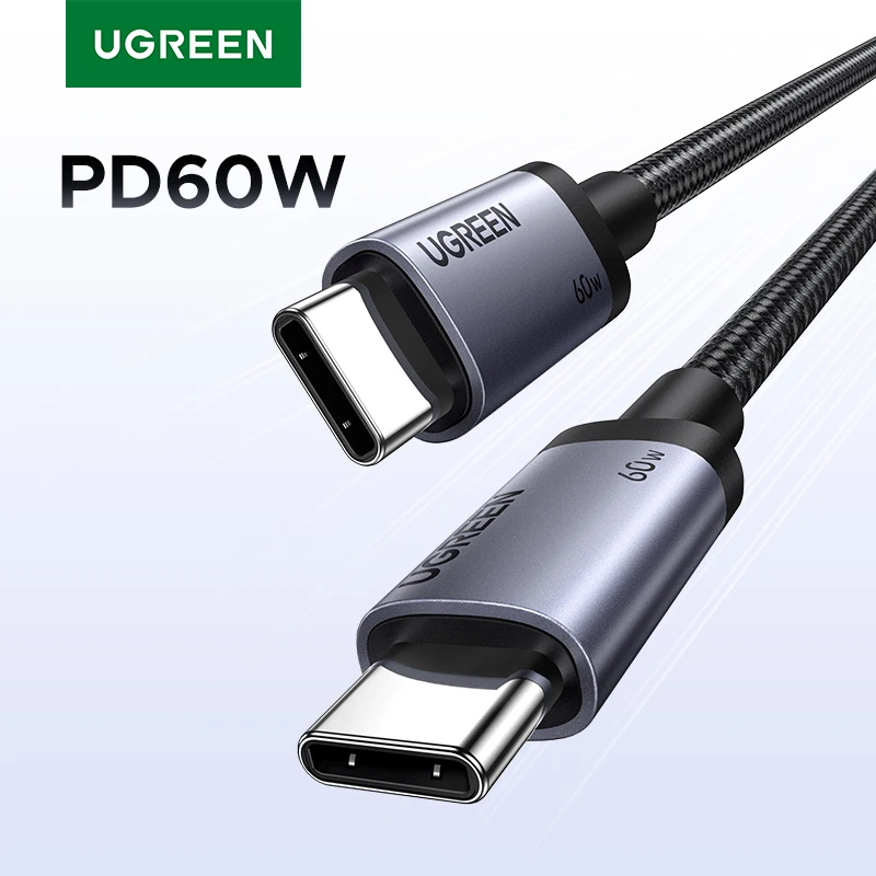 UGREEN USB C-кабель PD60W Кабель для быстрой зарядки для iPhone 17 16 15 Samsung S25 S24 iPad MacBook Air Xiaomi Кабель для быстрой зарядки данных