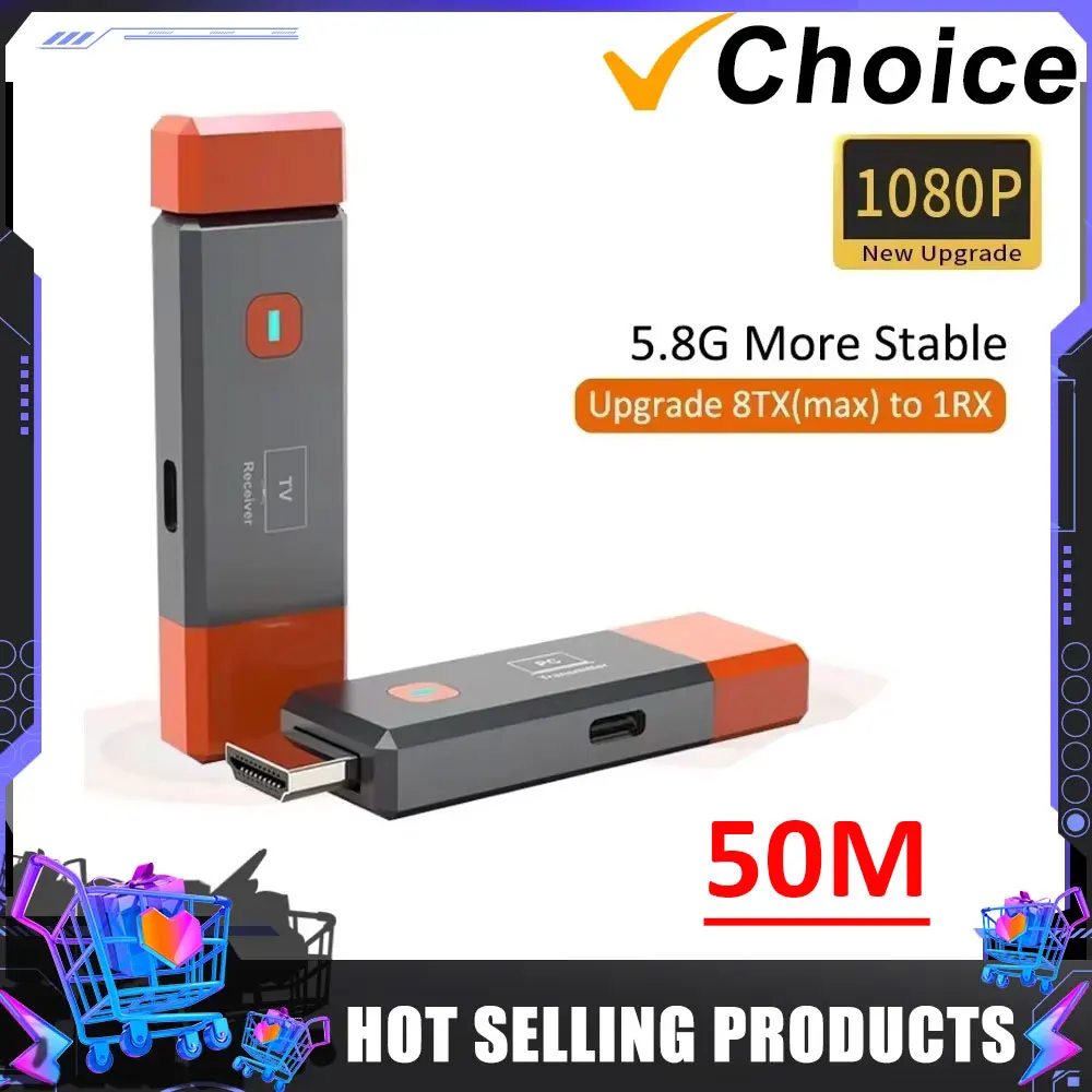 50M 1080P Wireless HDMI Extender เครื่องส่งสัญญาณวิดีโอ 8TX to 1RX สําหรับ PS4 กล้องแล็ปท็อป PC to TV Monitor โปรเจคเตอร์