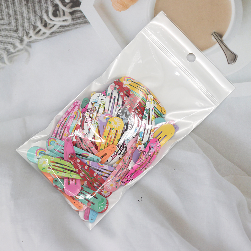 20-100 個かわいいカラフルな水滴合金ヘアピン女の子スナップヘアクリップ子供のためのプリント Bb Hairgripe 帽子ベビーヘアアクセサリー