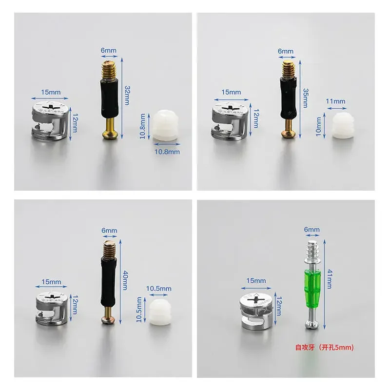 20Sets 3-in-1 Furniture Connector Kit Screws Eccentric Wheel Bolt Nut Fastening System for Woodworking Projects